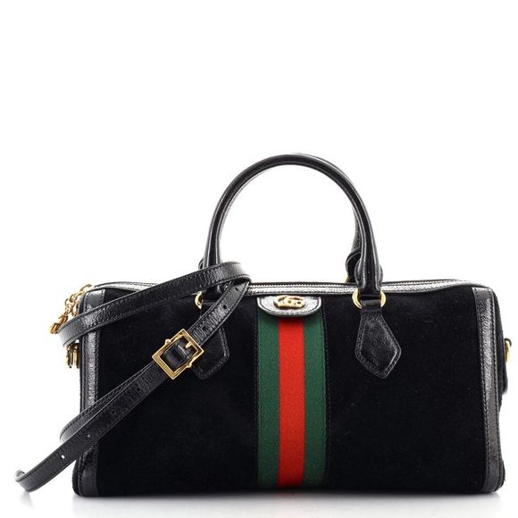 Gucci Handbags - Gucci Ophidia Boston Bag Suede Medium Black